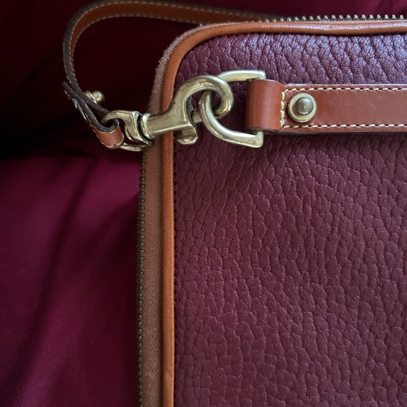 Dooney & Bourke Wine and Tan Leather Crossbody Bag - Picture 13 of 16